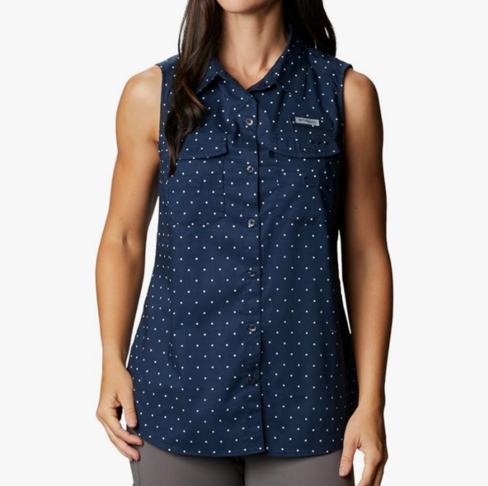 Columbia button up front sleeveless top size large regular